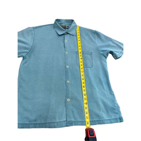 Mens Nat Nast Luxury Originals Silk Short Sleeve Blue Button Up Size Medium - Picture 8 of 11